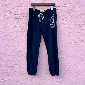 Hollister California Sweatpants Joggers Blue Embroidered Surf Faded Size Medium